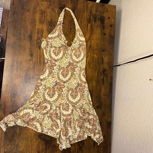 Authentic Y2K Halter Dress, 60s/70s inspired Paisley Print, Size Small